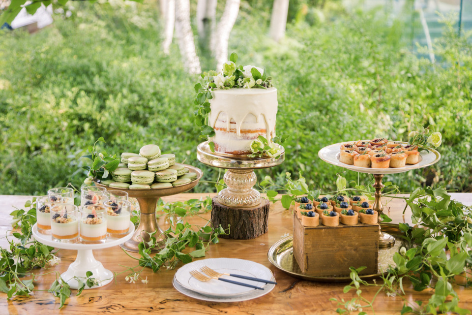 eco-friendly wedding dessert table