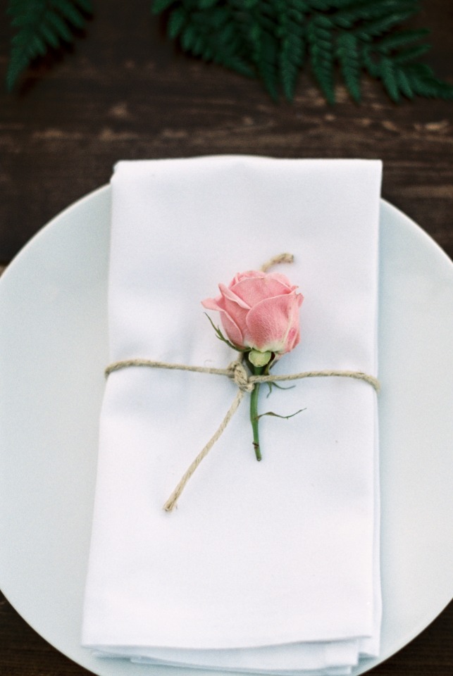 Simple rose and twine place setting ideas