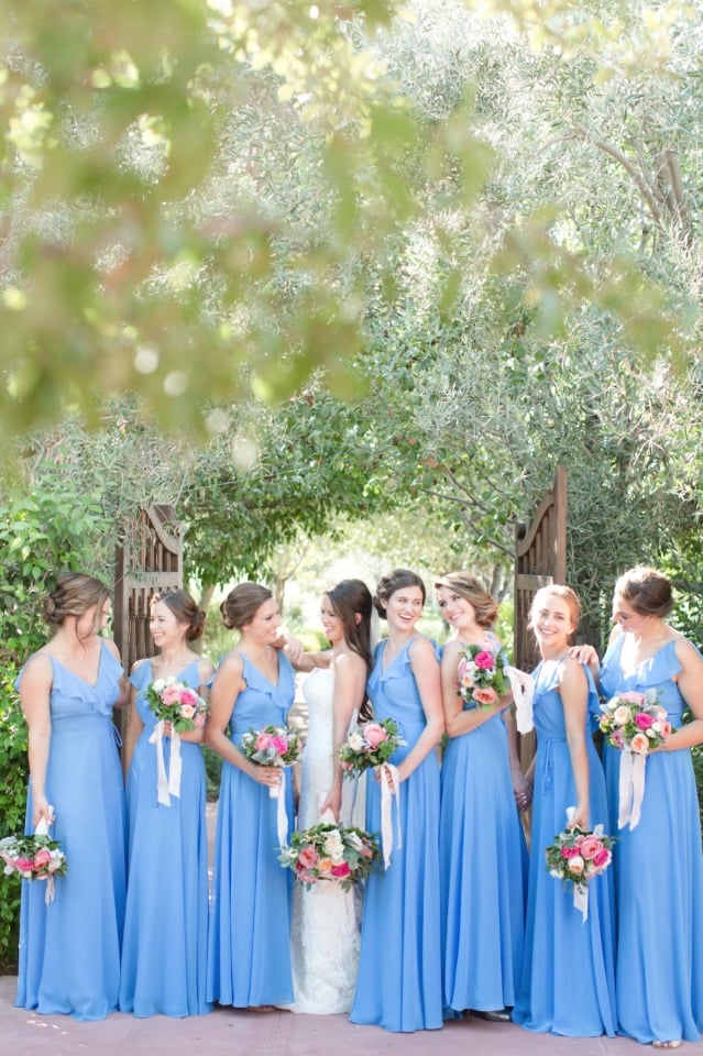 Bright blue bridesmaid dresses