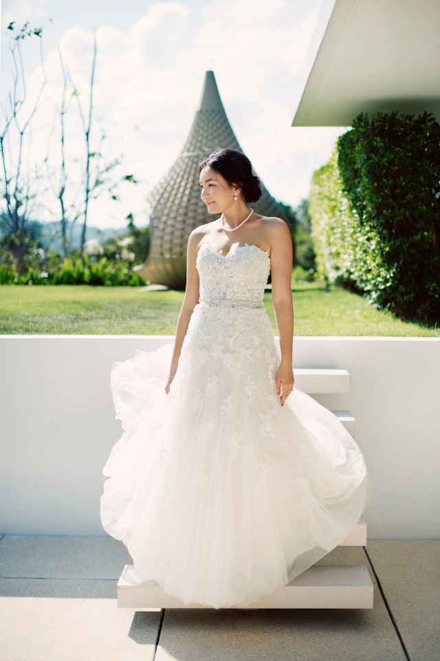 strapless Sophia Tolli wedding gown