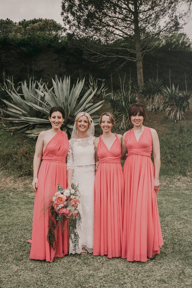 Fun pink bridesmaid dresses