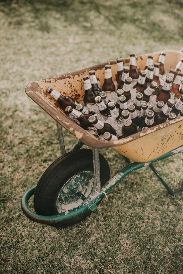 Wheelbarrow filled with beer