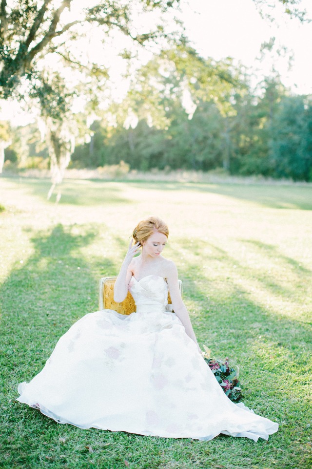 Floral print wedding dress