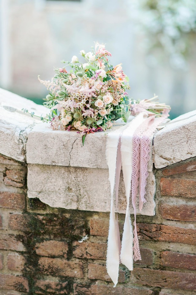 romantic wildflower style wedding bouquet