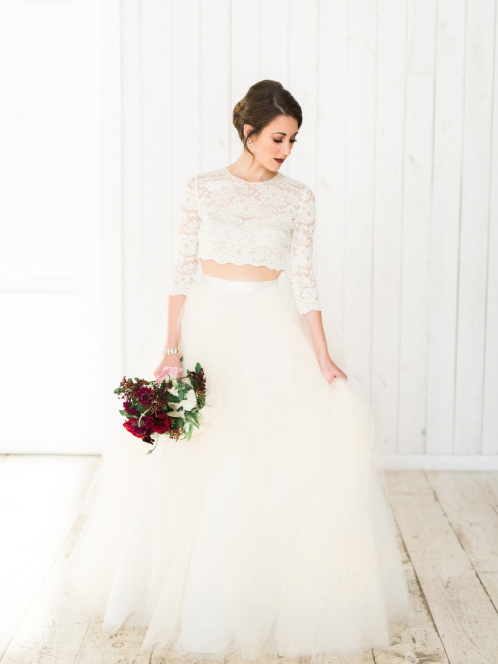 white wedding dress separates tulle skirt