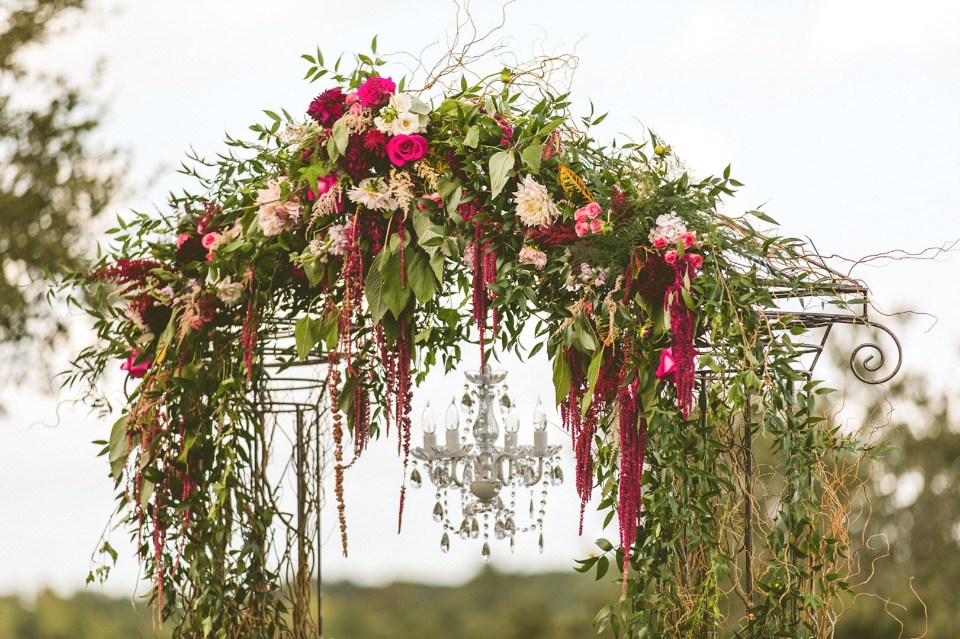 cascading wedding garland draped arch