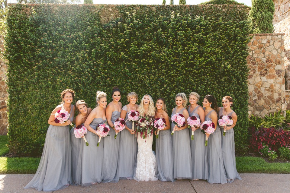 grey floor length bridesmaid dresses