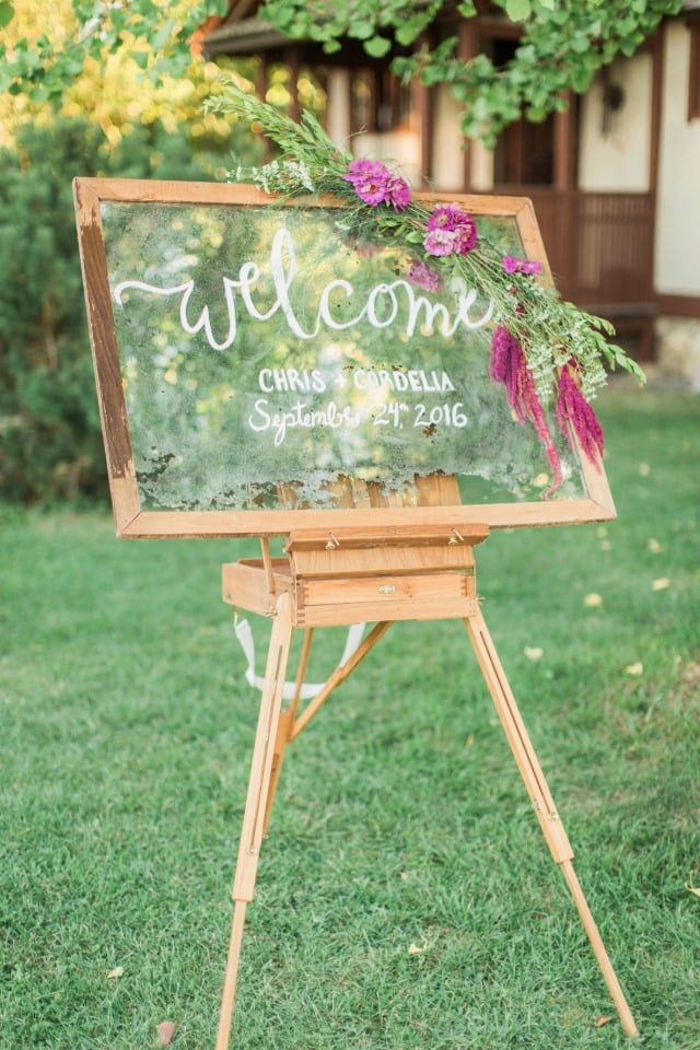 Vintage window welcome sign