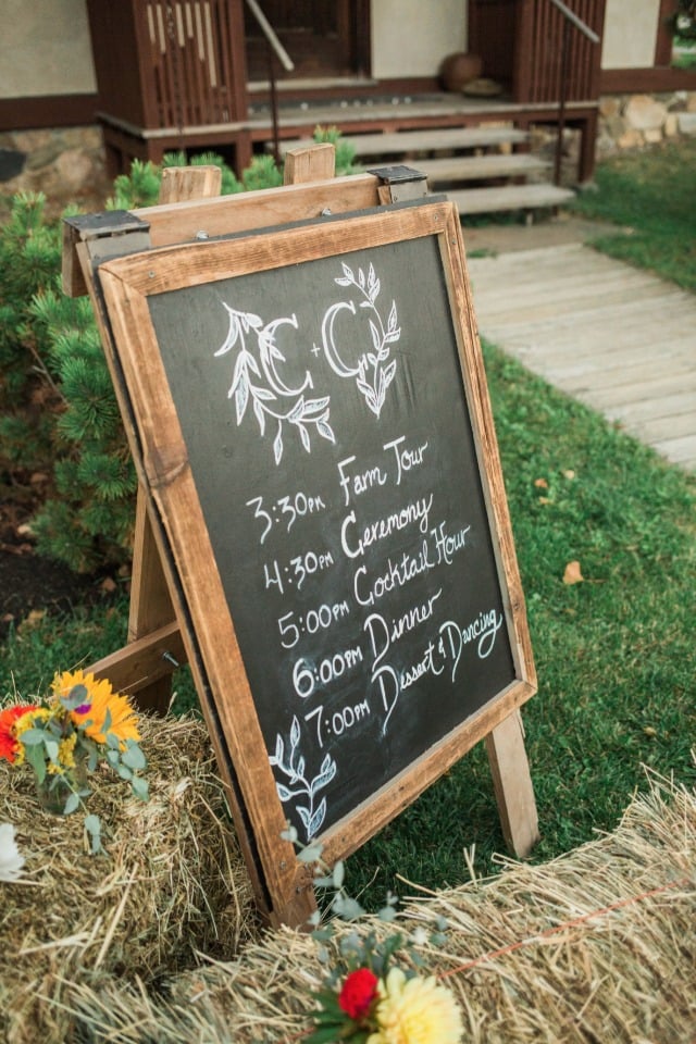 Cute wedding day events chalkboard sign