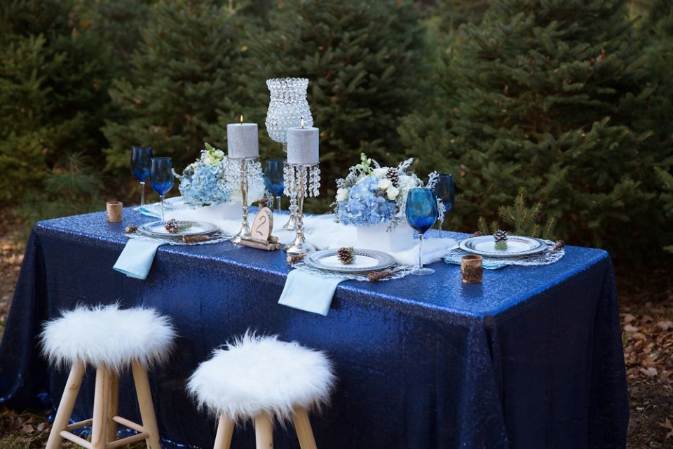navy blue and silver winter wedding ideas