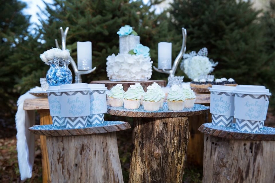 winter themed wedding cake