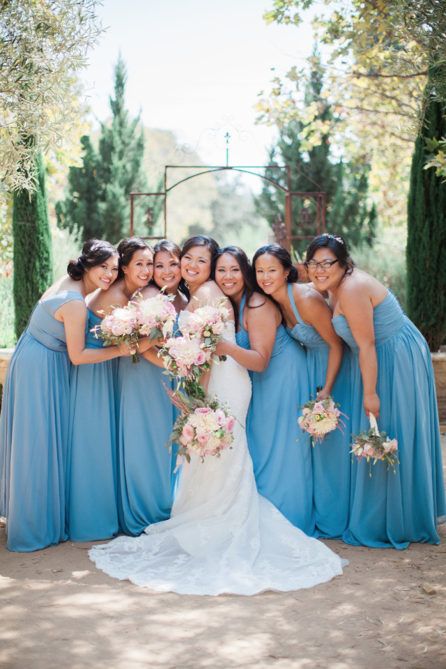 blue floor length bridesmaid dresses