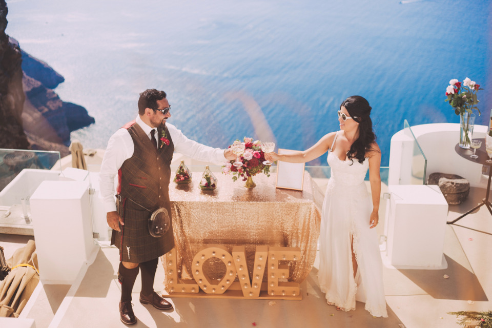 elopement in Greece wedding toast