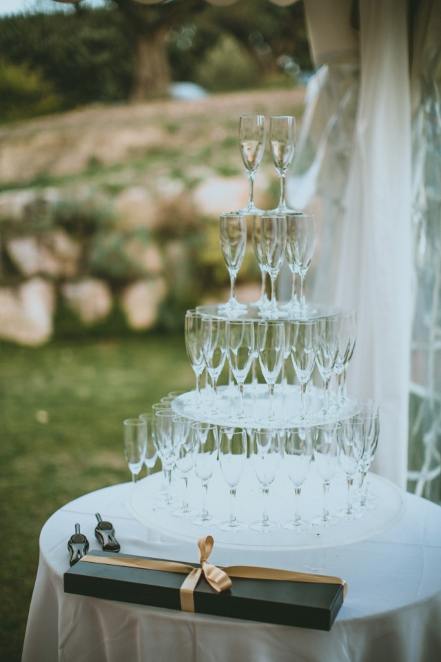 champagne glass tower