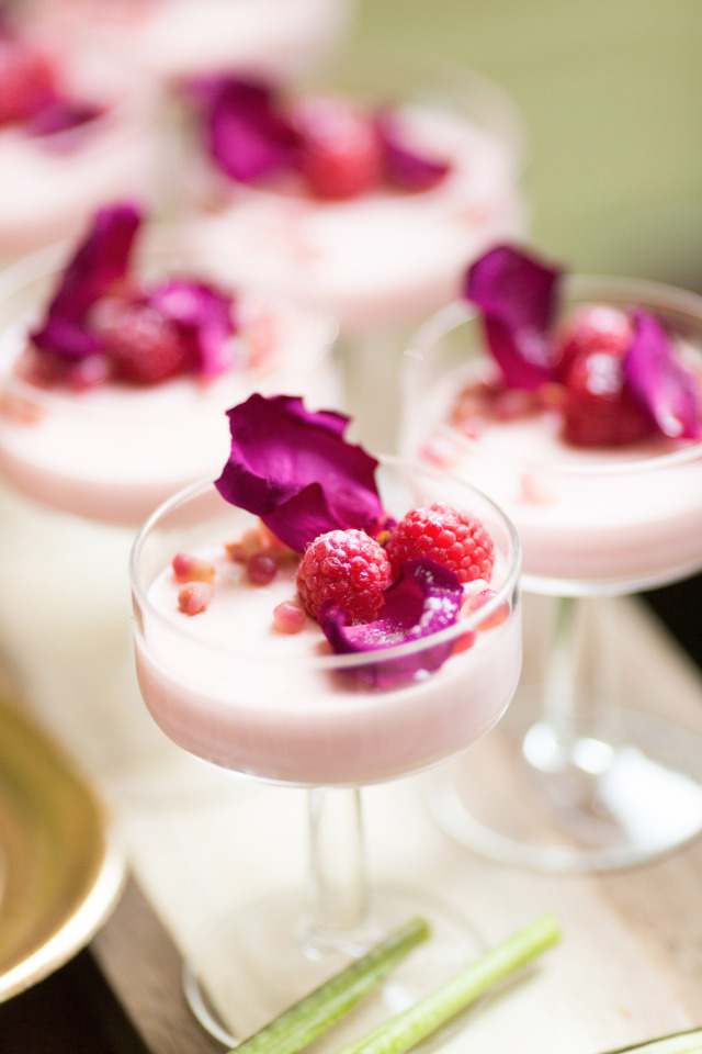 rose petal and raspberry cocktails