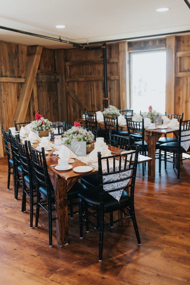 wedding reception in a rustic shabby chic style