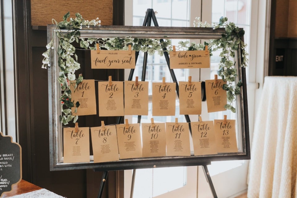 framed seating assignment display