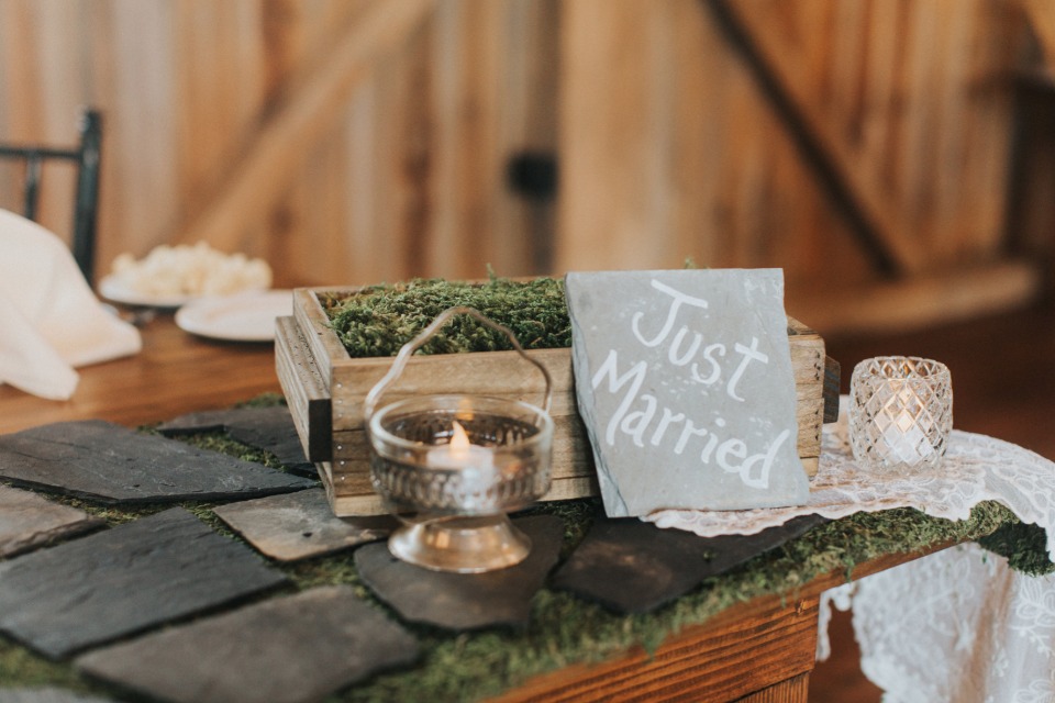 just married wedding table