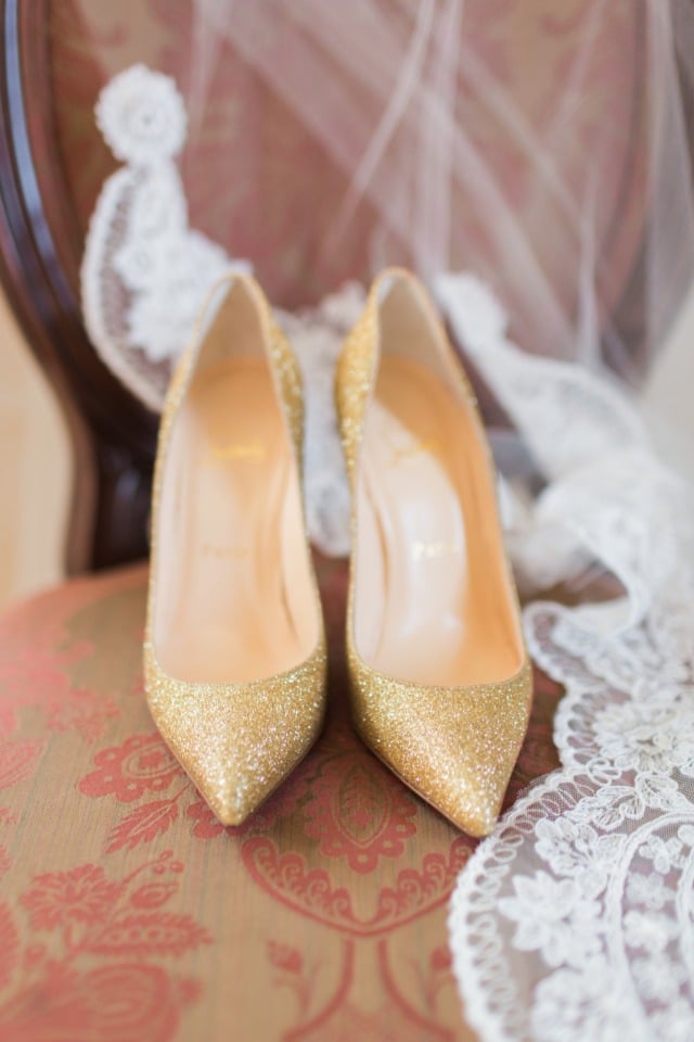 Sparkly gold heels