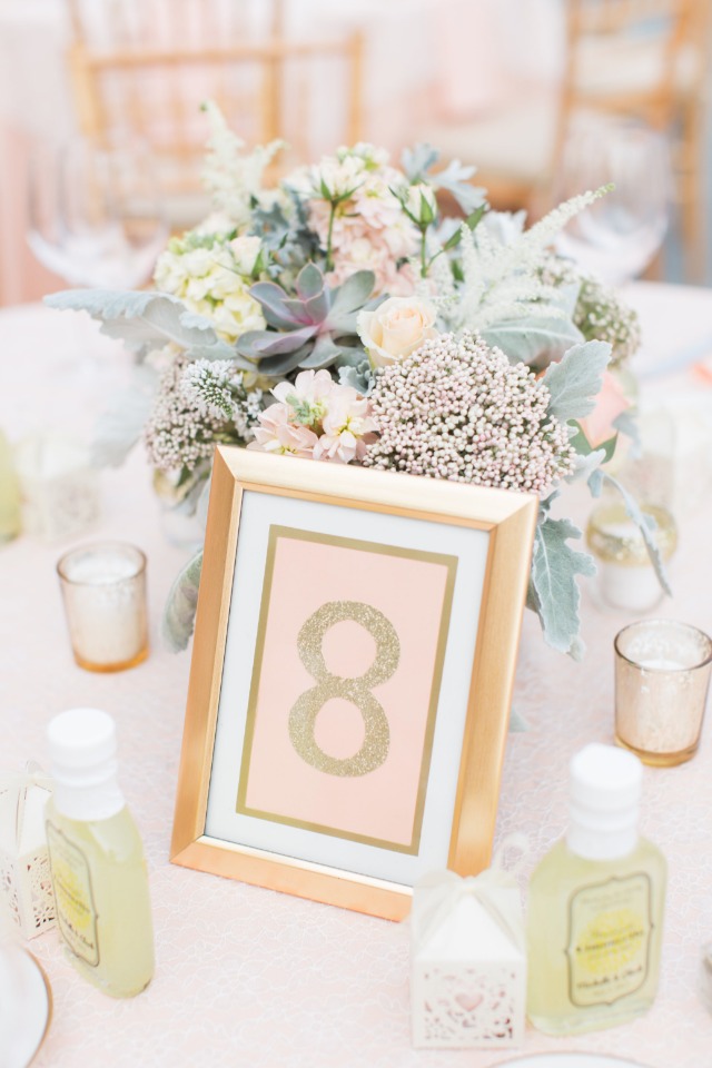 Sparkle gold framed table number