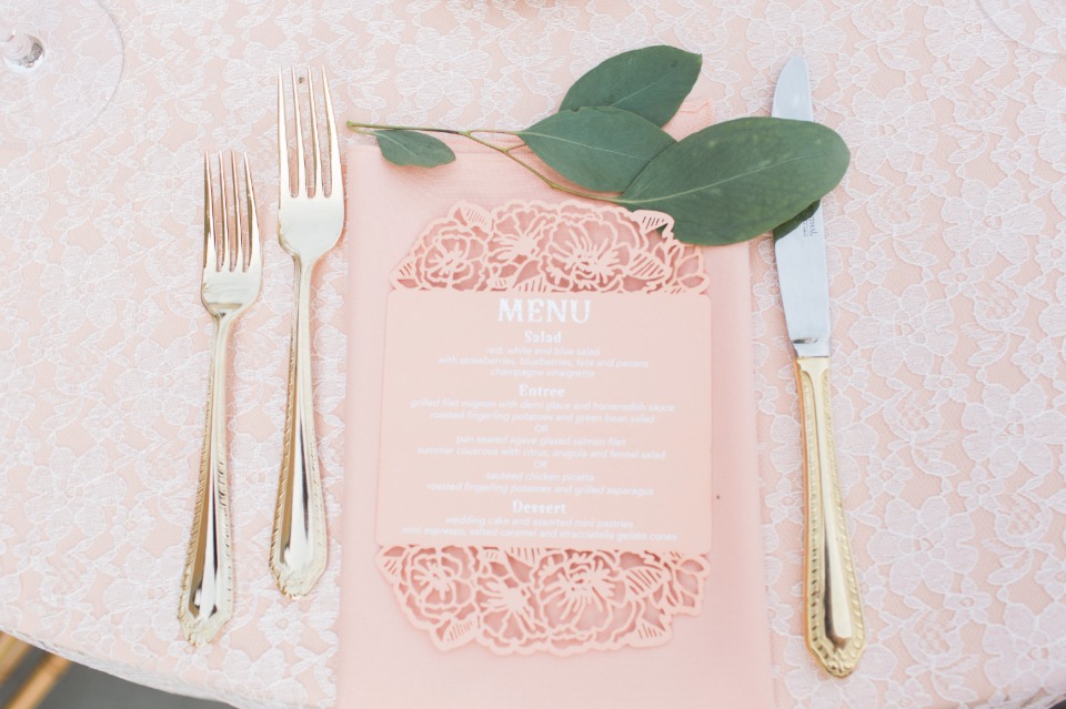 Laser cut wedding menu