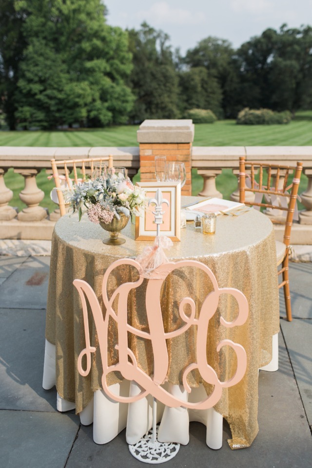 Sweetheart table with initials sign
