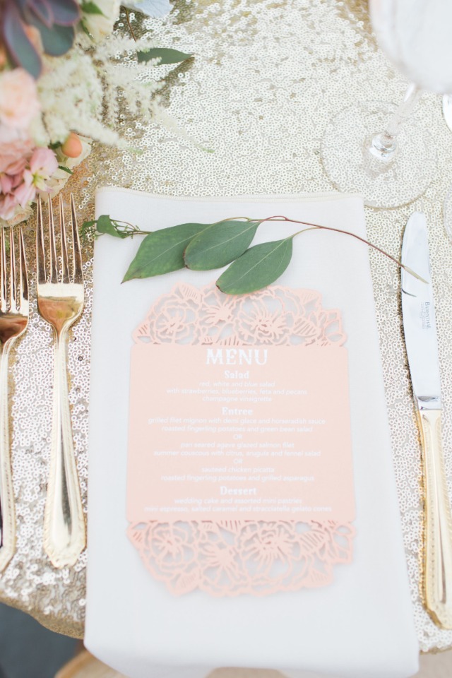 Laser cut wedding menu