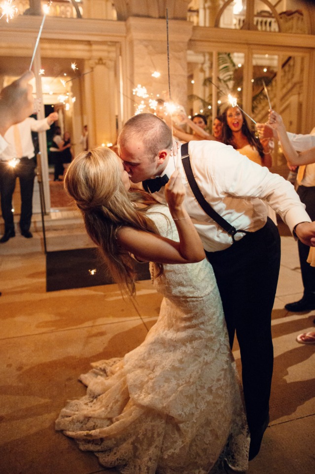 Sparkler exit dip kiss