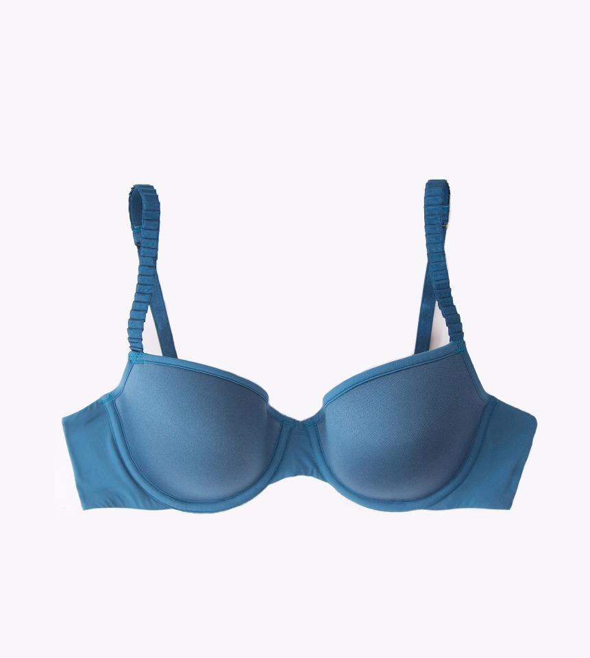 Blue comfortable bra with adjustable straps for support
