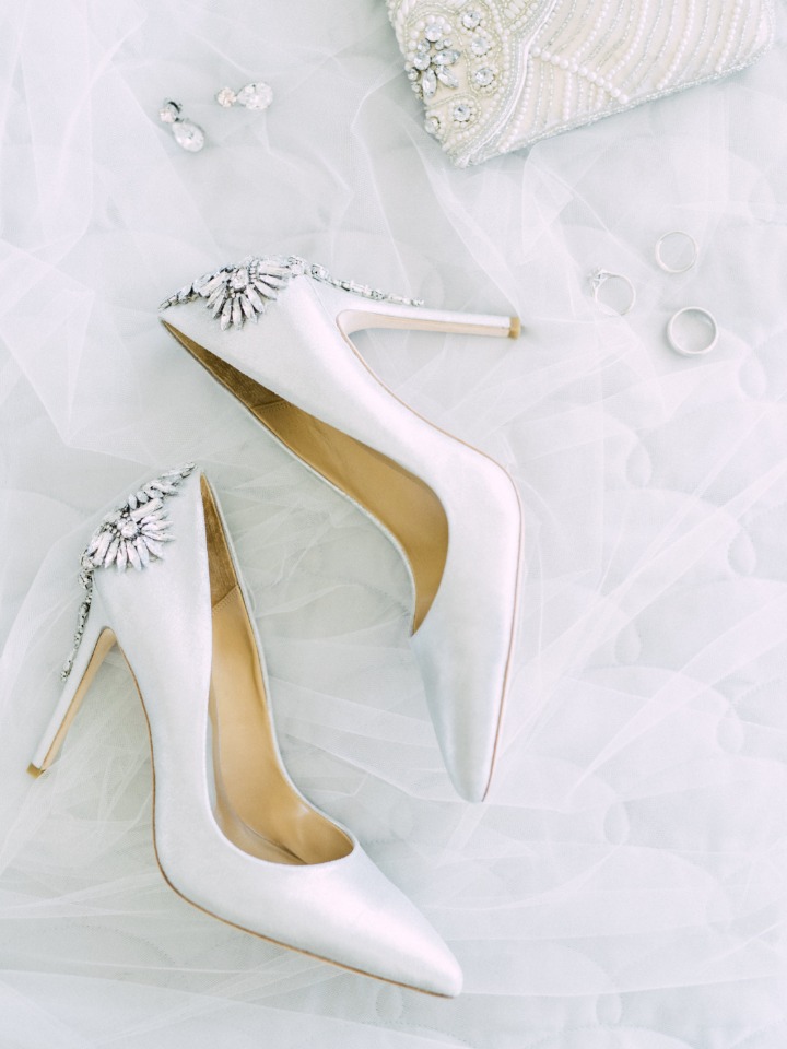 white and sparkly wedding shoes