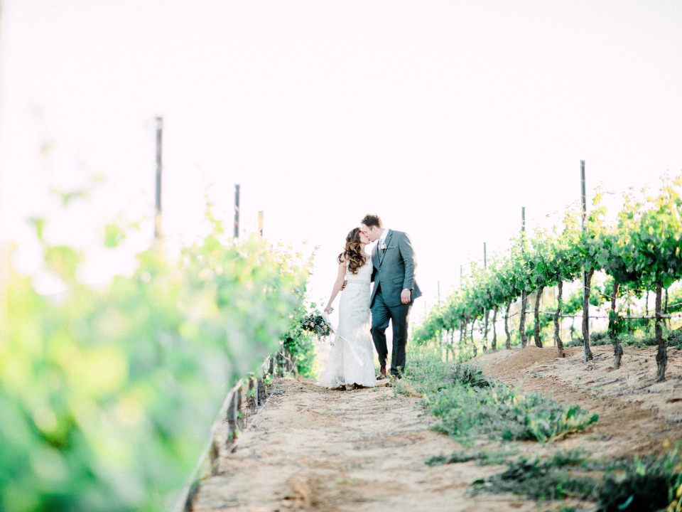 sweet bride and groom vineyard photo session