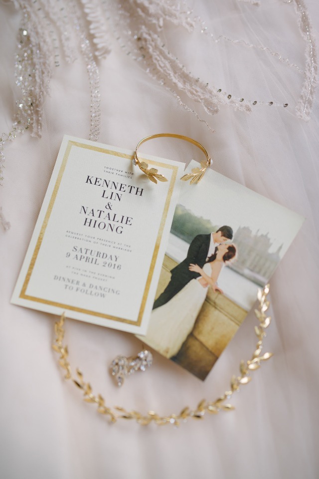 modern gold wedding invitation