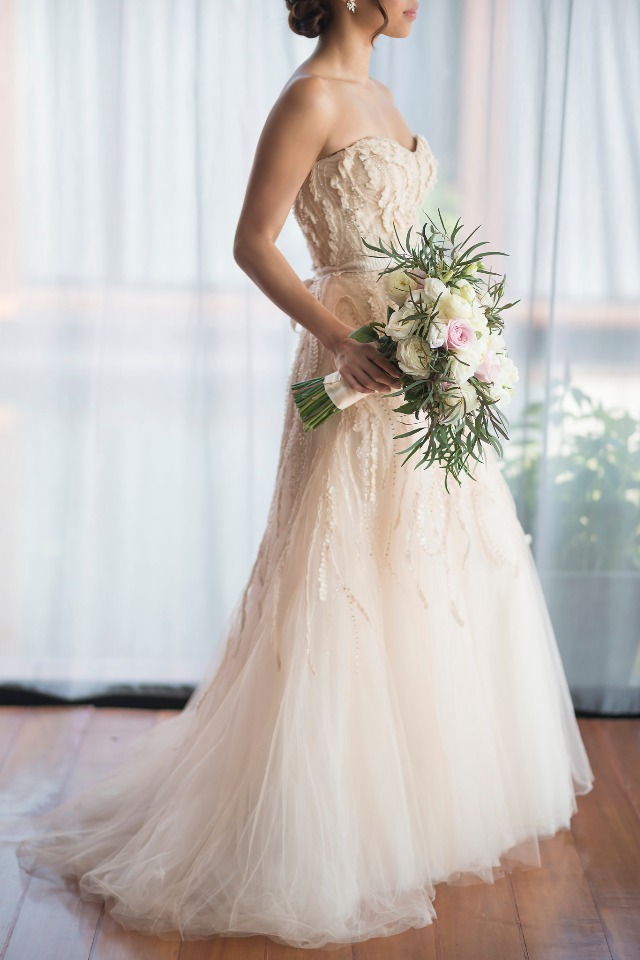blush tulle wedding dress