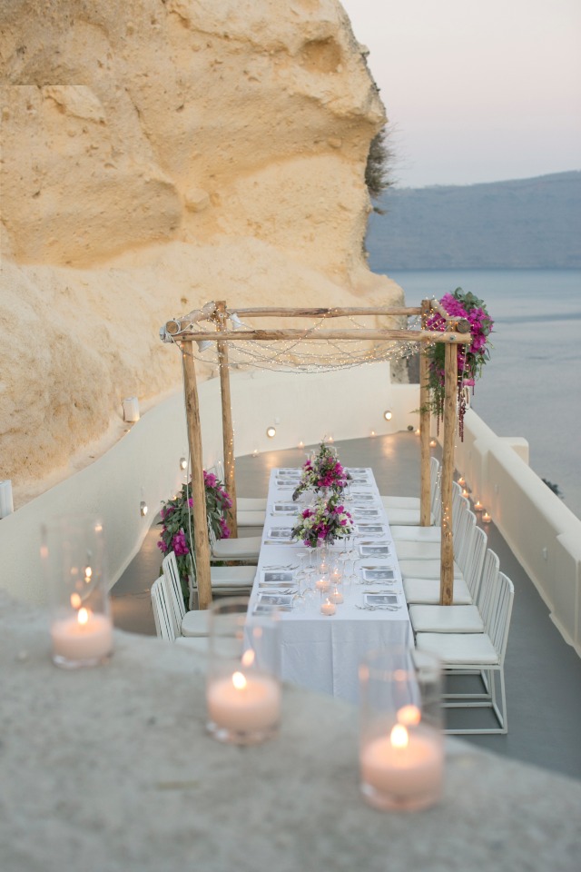 romantic patio reception in Greece