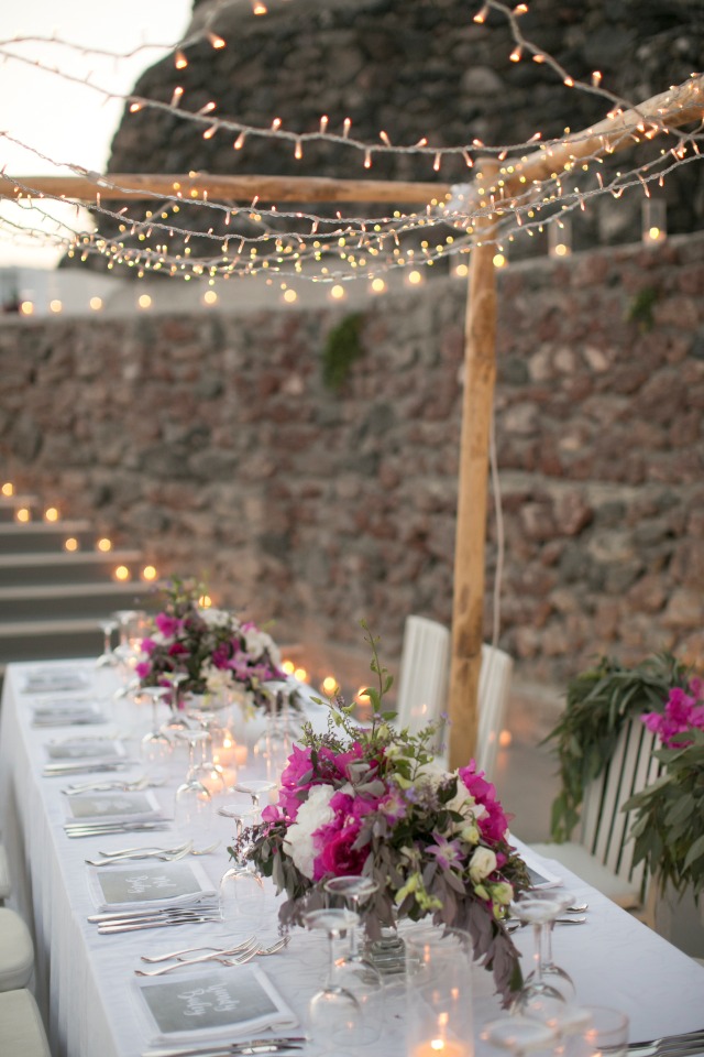 whimsical twinkle light and candle lit dinner reception