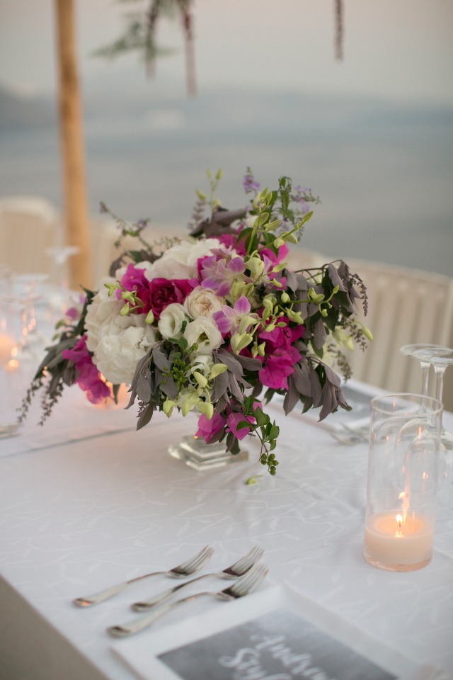 pink and white centerpiece