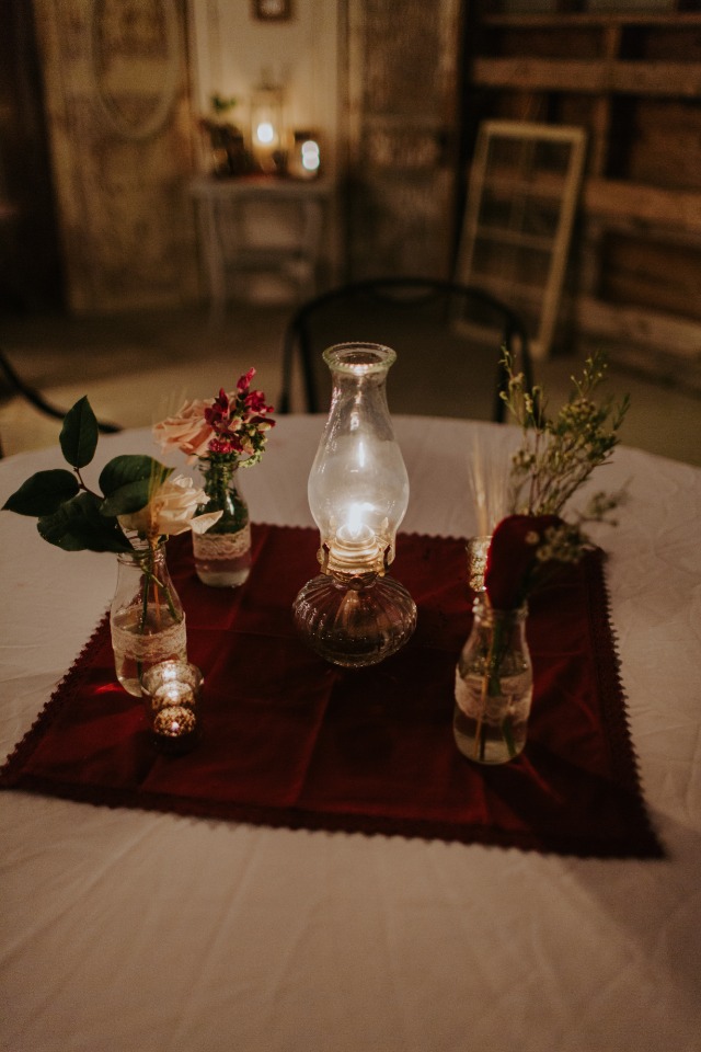 candle lit wedding reception decor