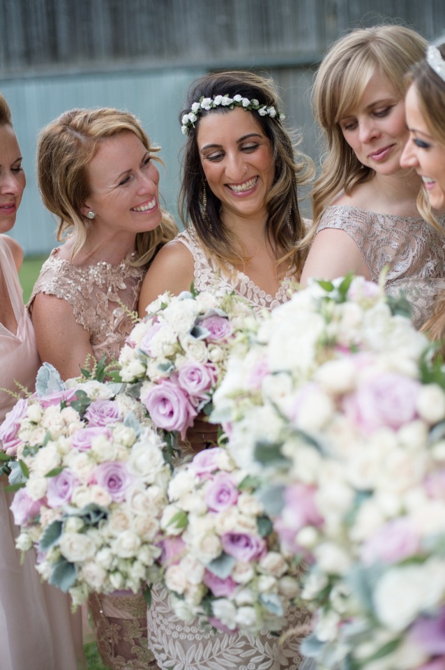 bridesmaids and their bouquets