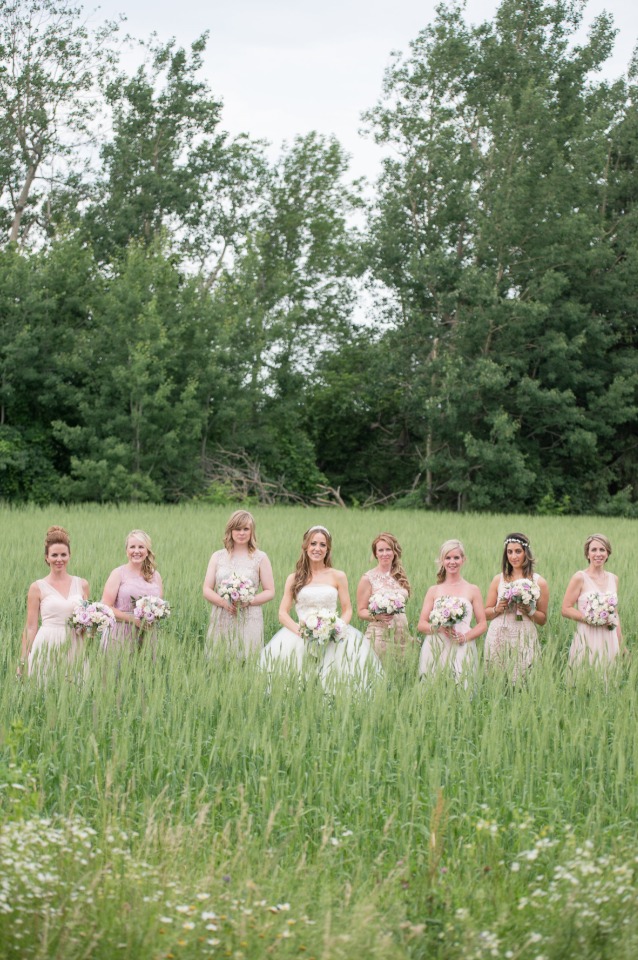 bridesmaids in a field