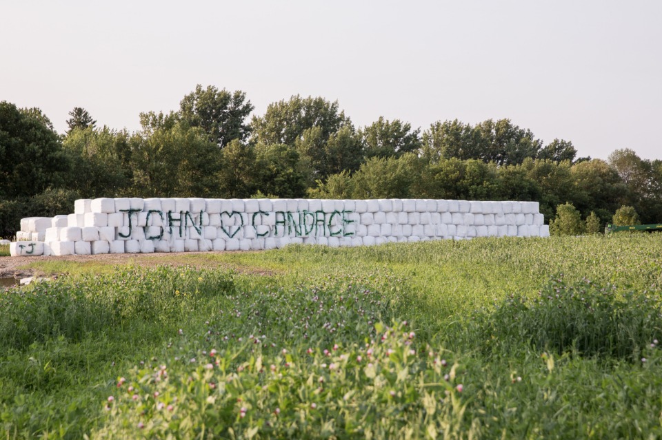 haybale wedding sign