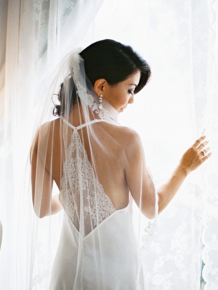 elegant getting ready bride outfit