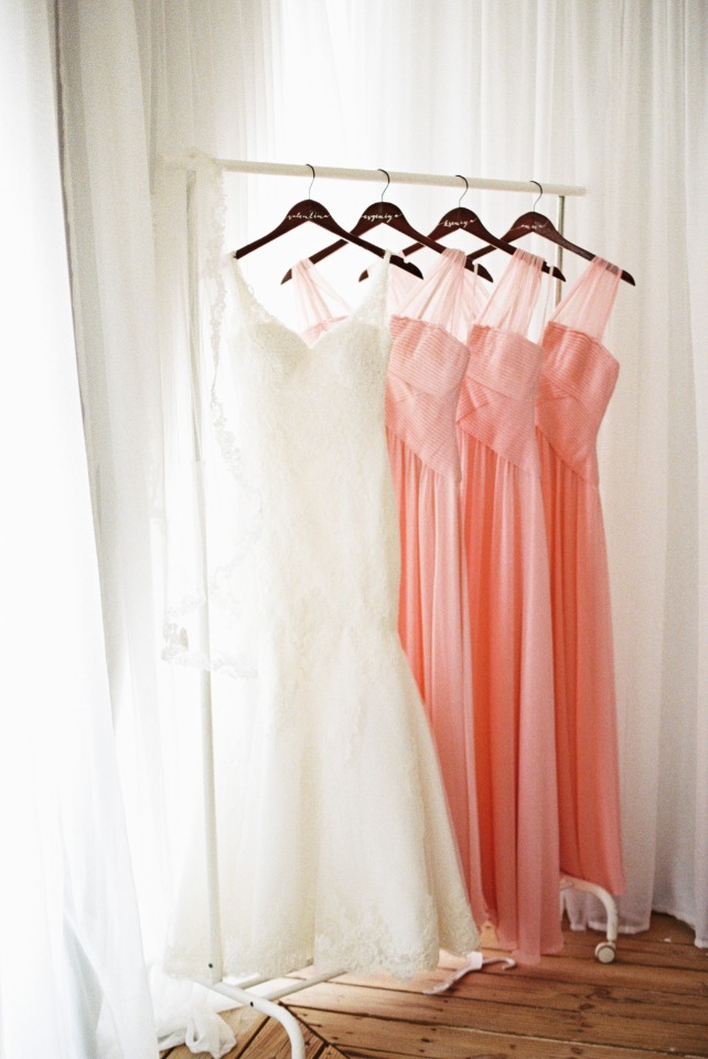 bubble gum pink bridesmaid dresses