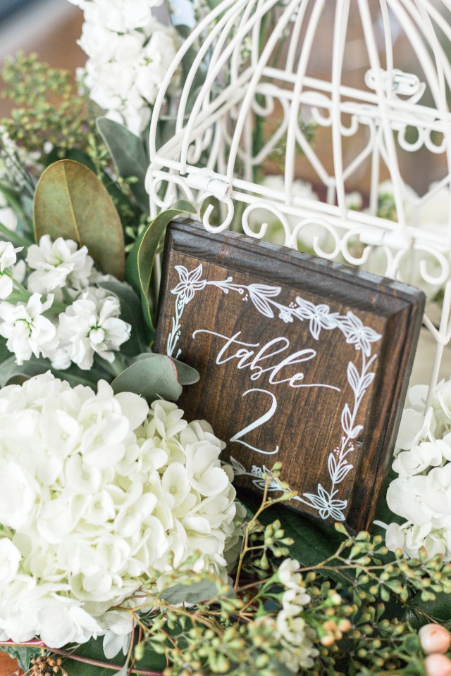 romantic wooden table number