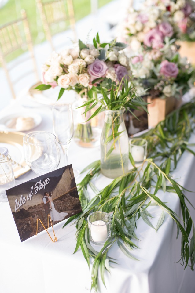 tables named after bride and grooms travels