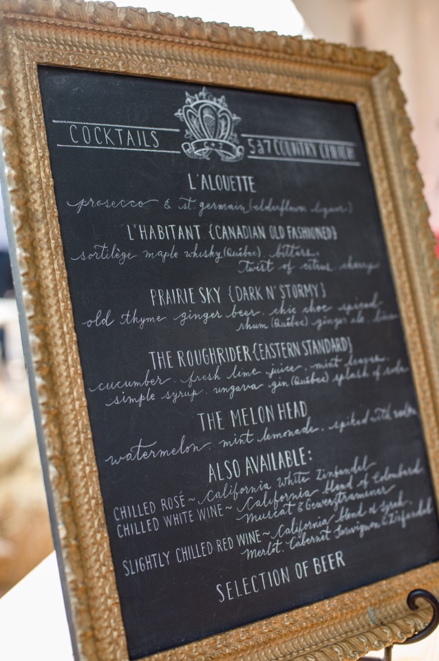 framed cocktail menu