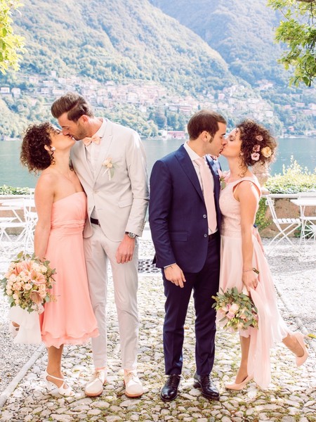 Romantic Chic Pink and Gold Twin-Sister Double Wedding In Italy