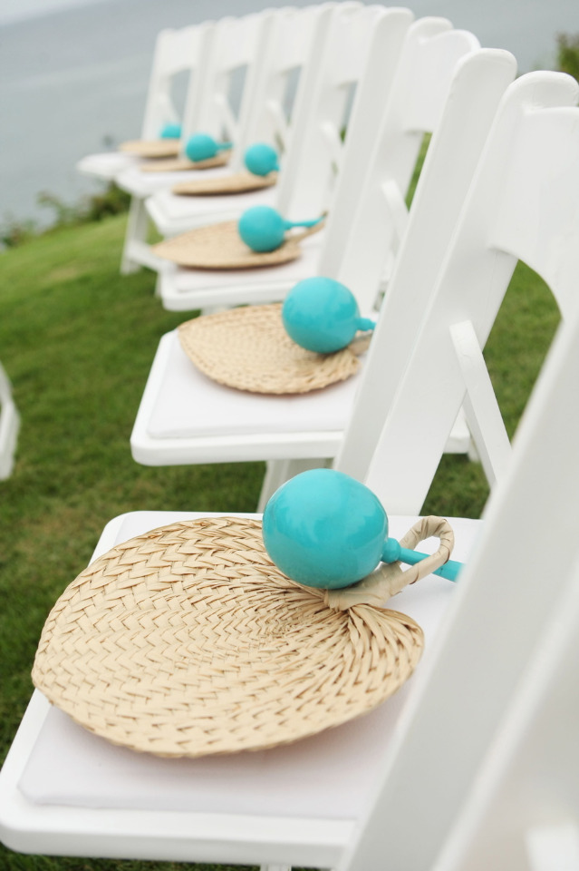fans and maracas for wedding ceremony guests