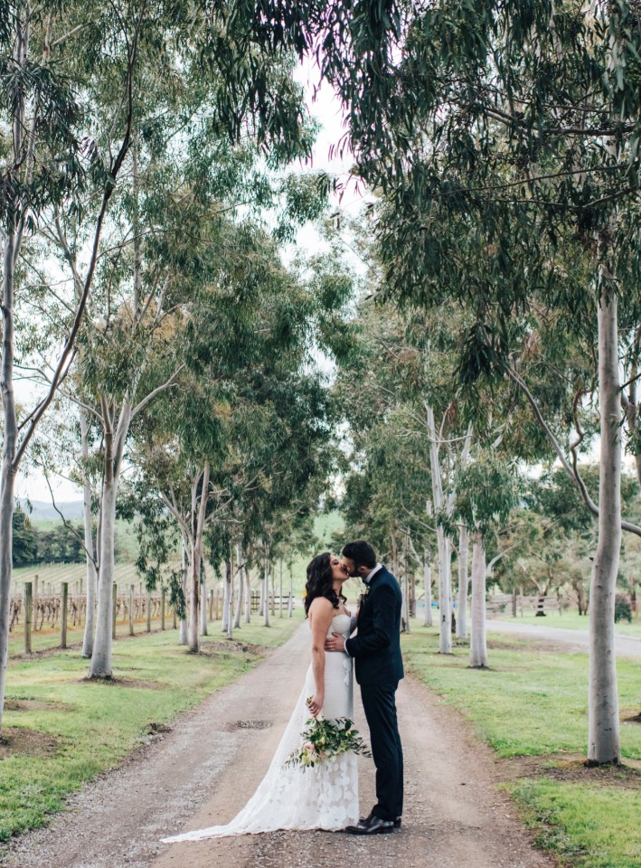 Beautiful tree lined wedding photo