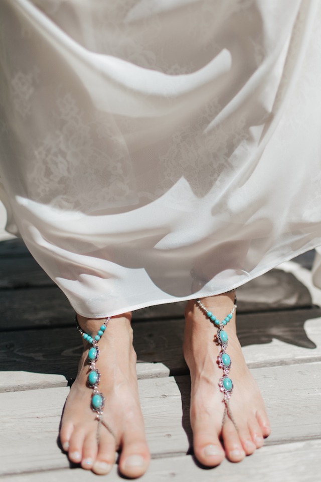 Bridal turquoise foot chains