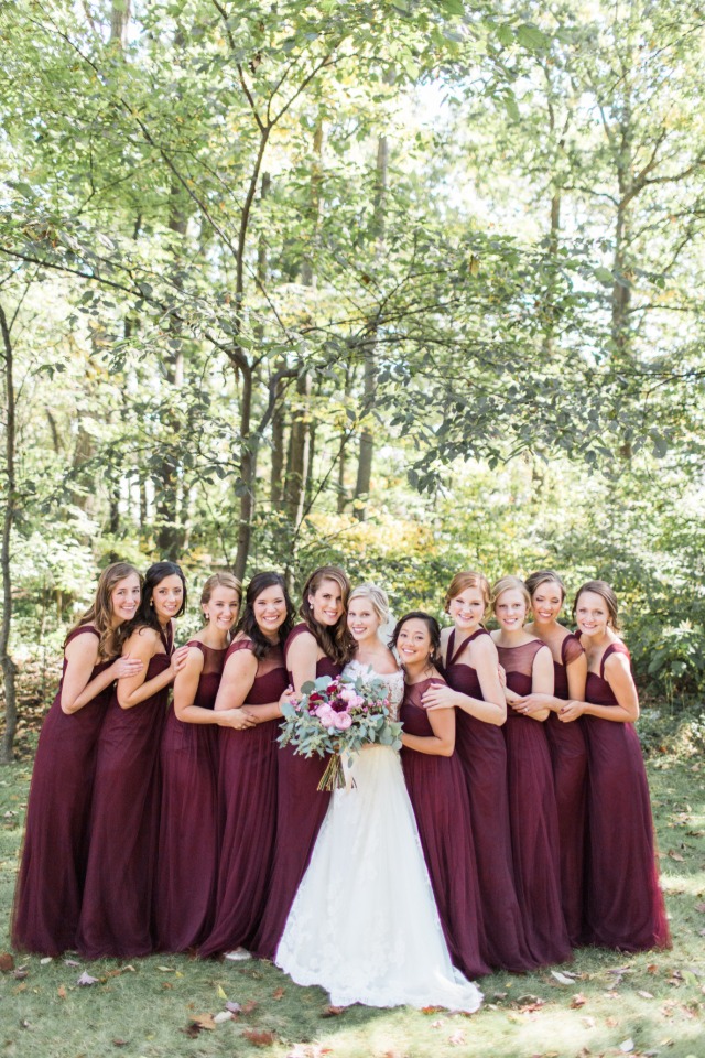 deep red bridesmaid dresses